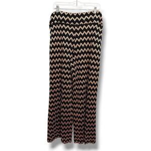 Palazzo Chevron Pants Sz XL Black Gold Fancy Cocktail HOLIDAY Sophisticated Chic
